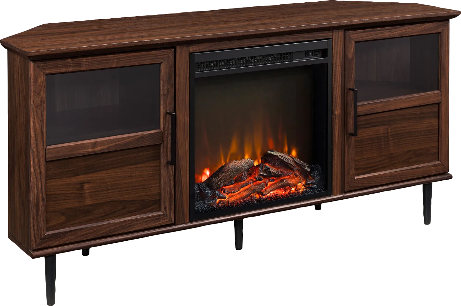 Pavona Walnut 54 in. Console, With Electric Fireplace - Thumbnail - Image 4