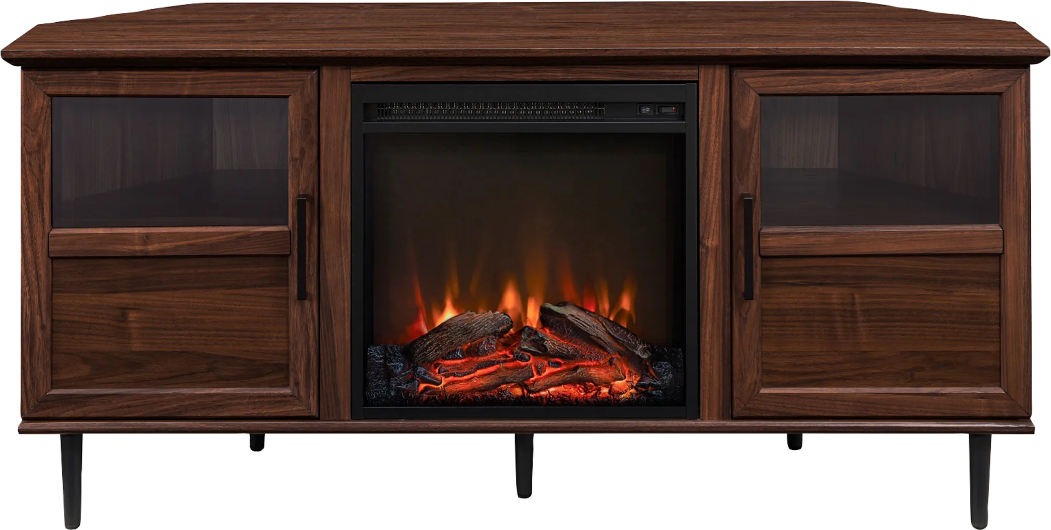 Pavona Walnut 54 in. Console, With Electric Fireplace - Thumbnail - Image 1