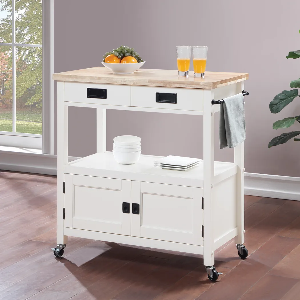Paxt White Kitchen Cart - Thumbnail - Image 2