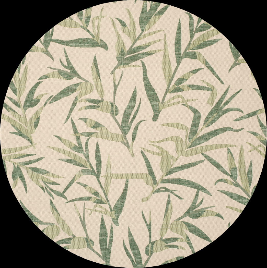 Peaceful Palms Beige 8' Round Indoor/Outdoor Rug - Thumbnail - Image 1