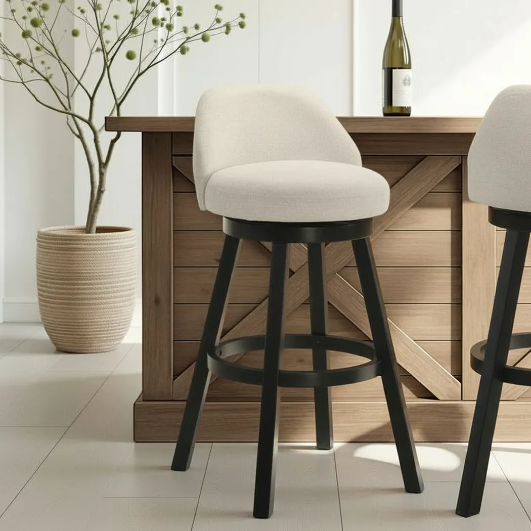 Peachworld White Swivel Barstool - Thumbnail - Image 2