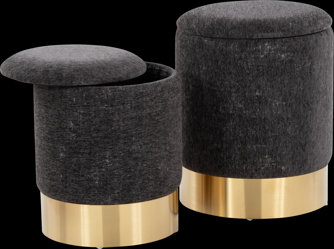 Pearlie Black Ottoman, Set of 2 - Thumbnail - Image 1
