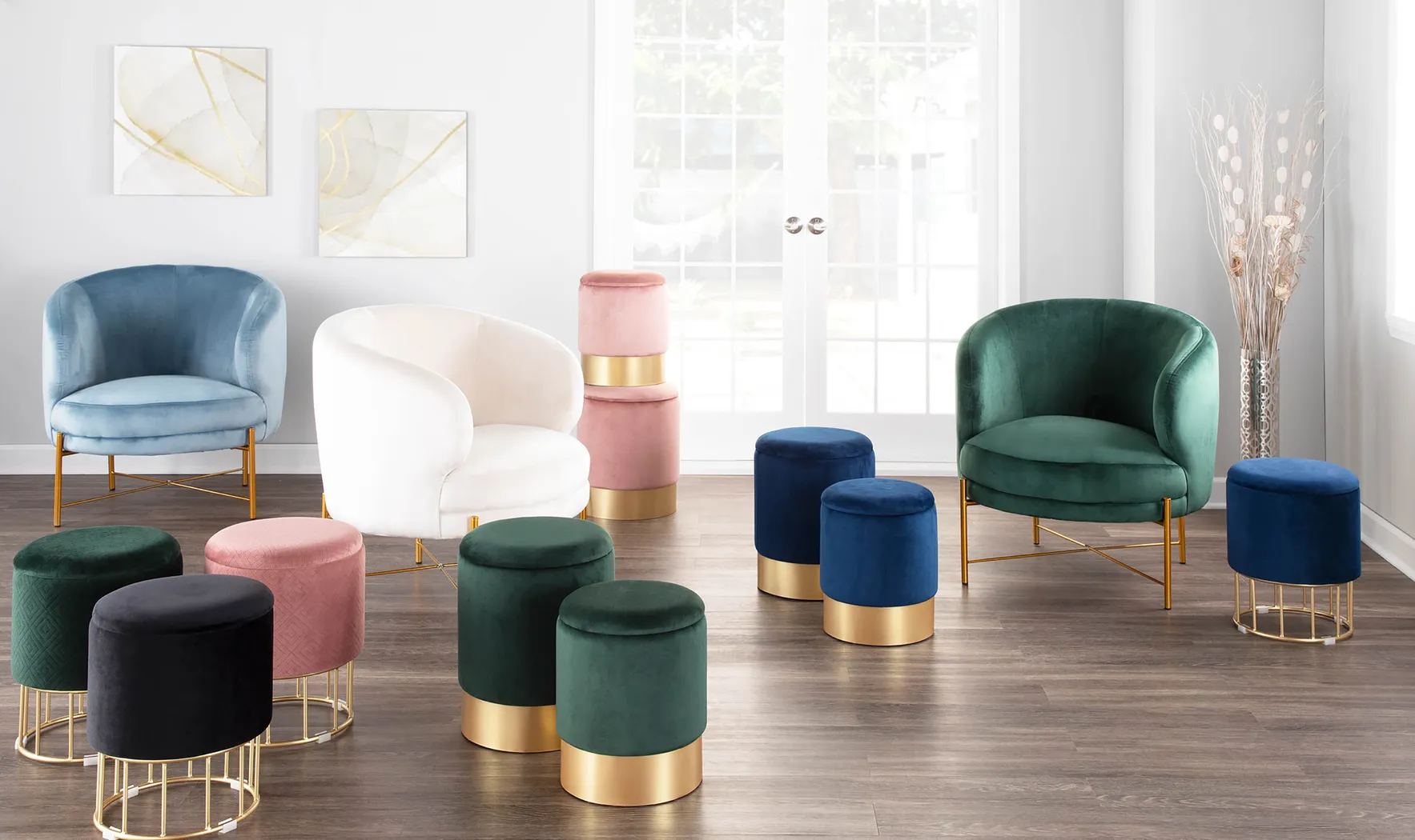 Pearlie Blue Ottoman, Set of 2 - Thumbnail - Image 7