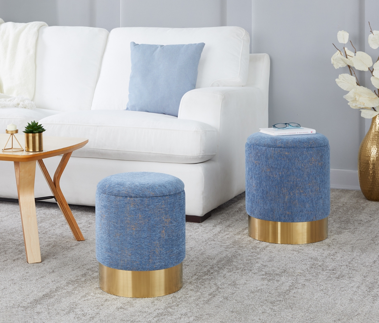 Pearlie Blue Ottoman, Set of 2 - Thumbnail - Image 3
