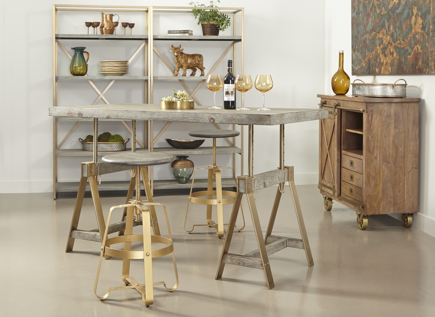 Pearman Gold Adjustable Swivel Barstool - Thumbnail - Image 3