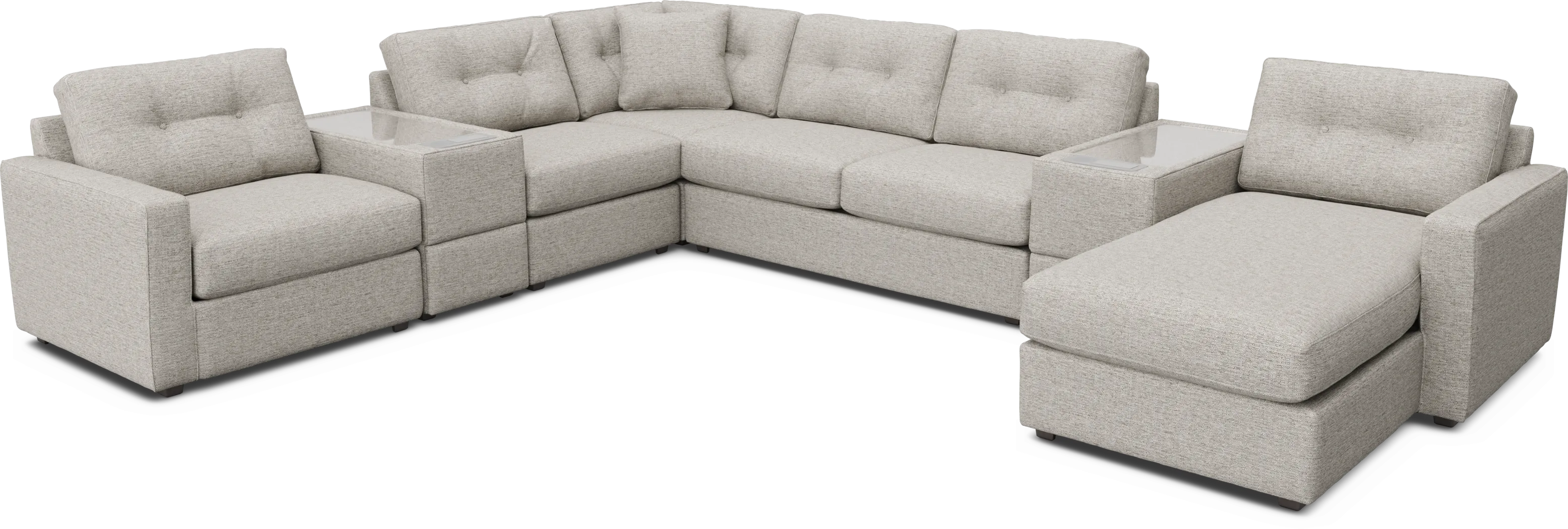 Pebble 7 Pc ModularOne Gel Foam Sleeper with Media Consoles - Thumbnail - Image 1