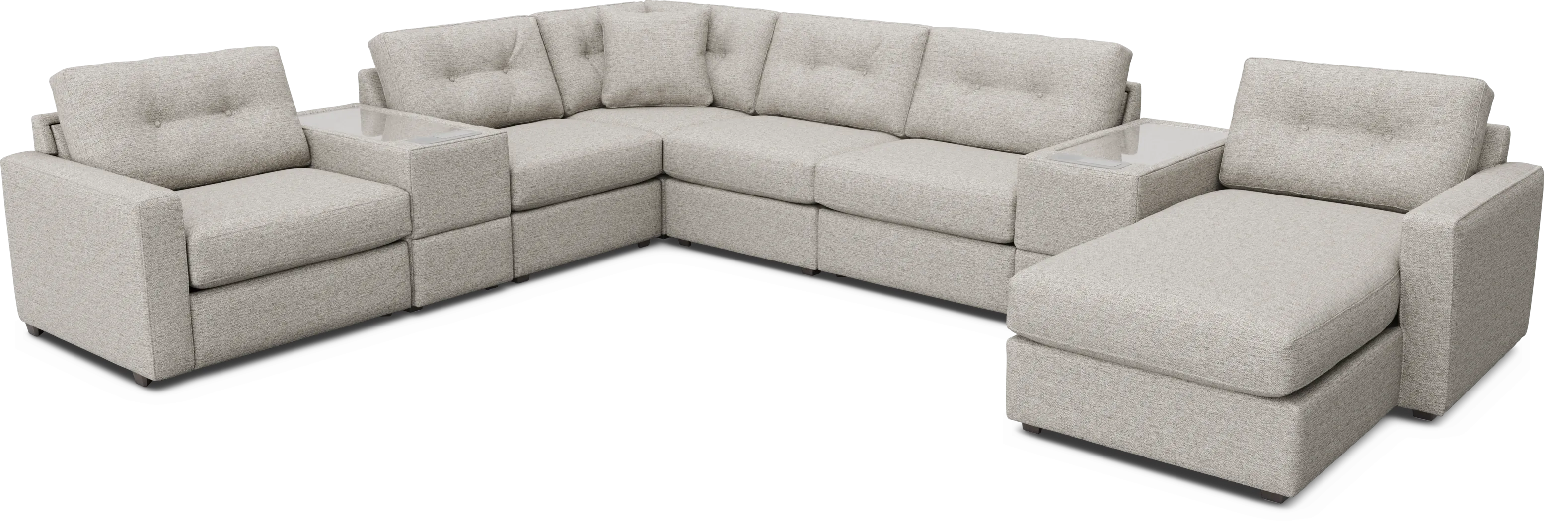 Pebble 8 Pc Power Reclining ModularOne with Media Consoles - Thumbnail - Image 1