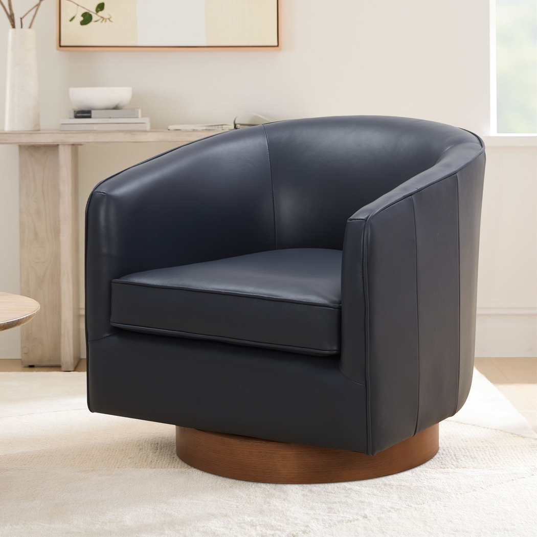 Penasco Dark Blue Swivel Accent Chair - Thumbnail - Image 2