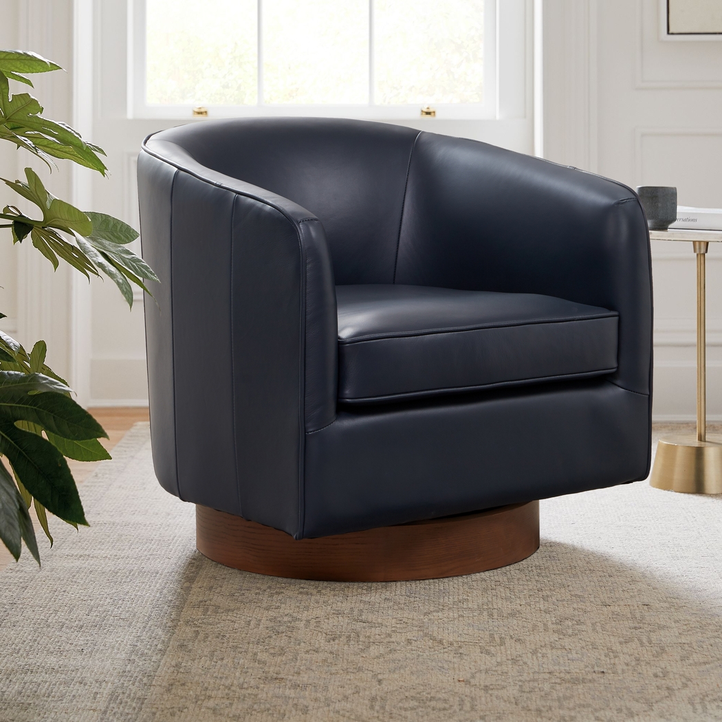 Penasco Dark Blue Swivel Accent Chair - Thumbnail - Image 3