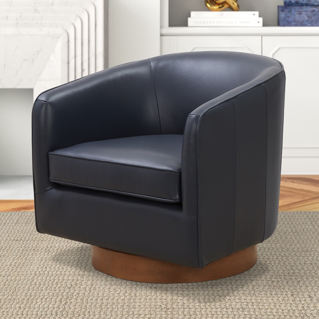 Penasco Dark Blue Swivel Accent Chair - Thumbnail - Image 5