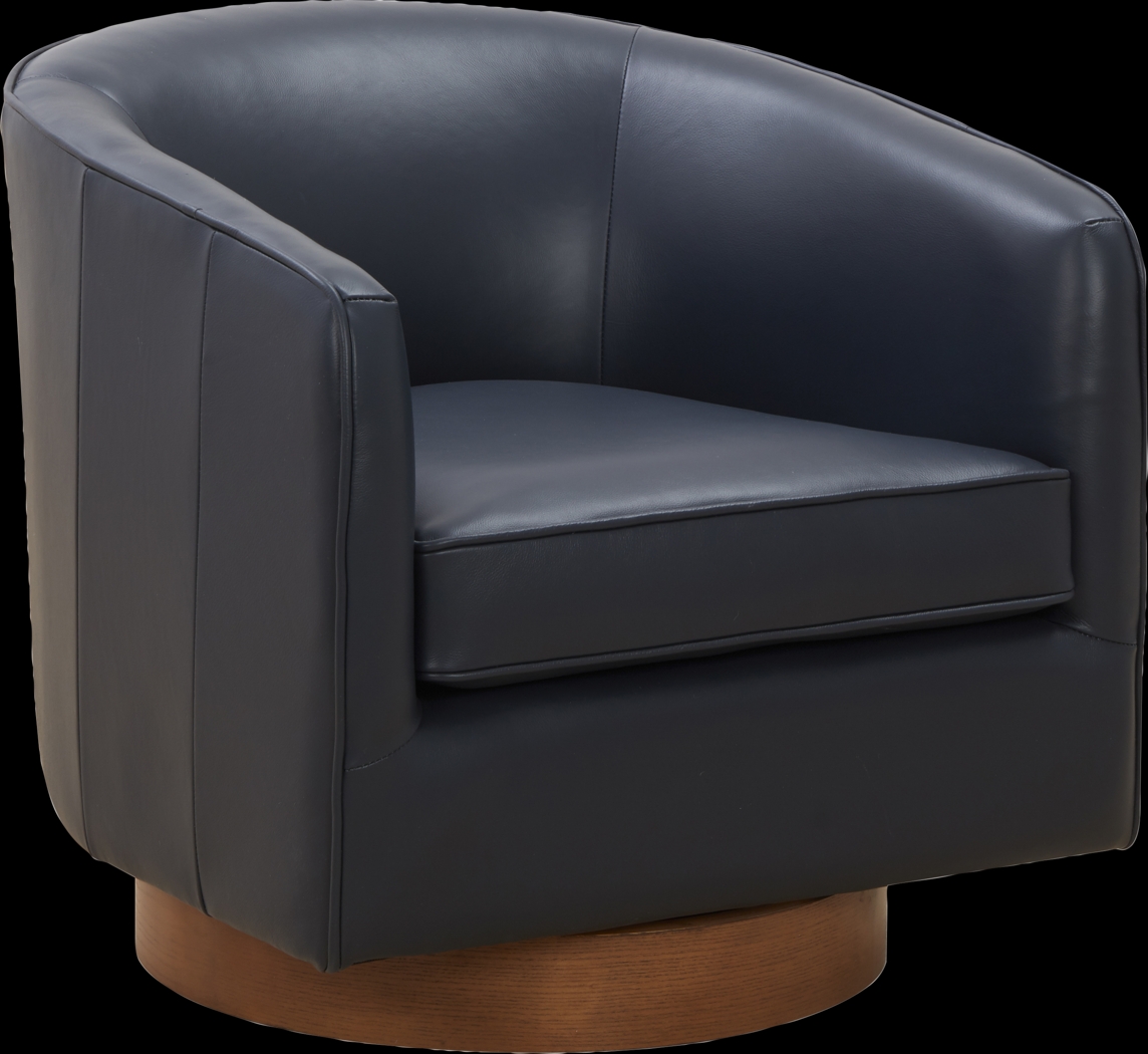 Penasco Dark Blue Swivel Accent Chair - Thumbnail - Image 1
