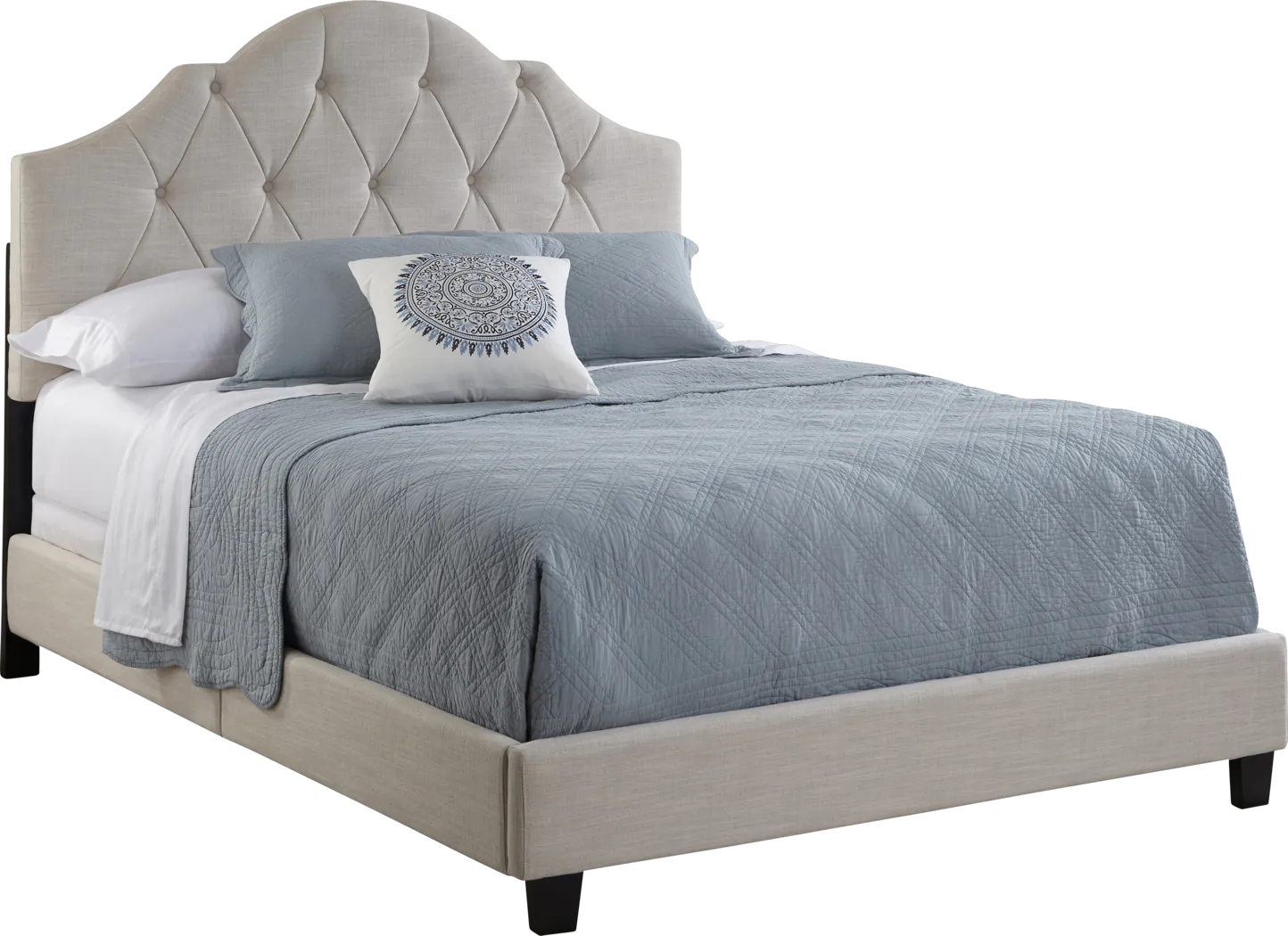 Penina Beige King Upholstered Bed - Thumbnail - Image 1