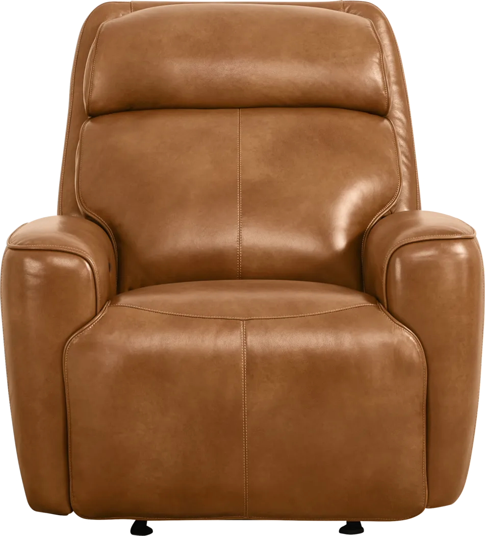 Peninsula Brown Leather Dual Power Glider Recliner - Thumbnail - Image 2