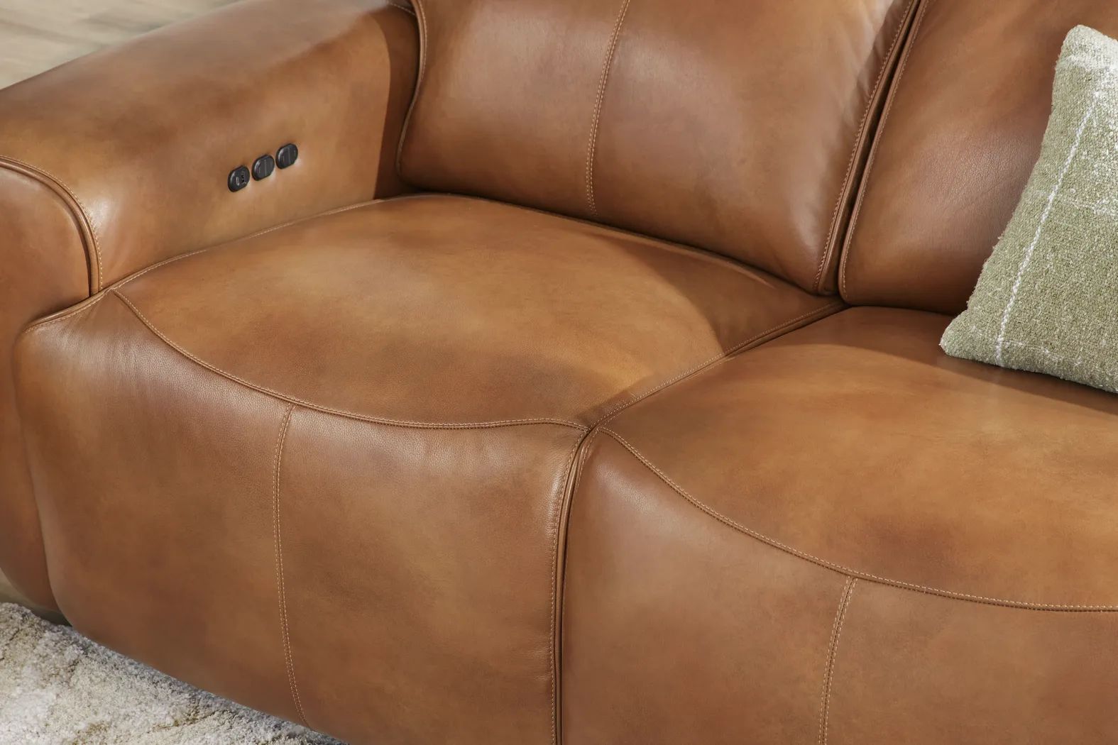 Peninsula Brown Leather 2 Pc Dual Power Reclining Living Room - Thumbnail - Image 4