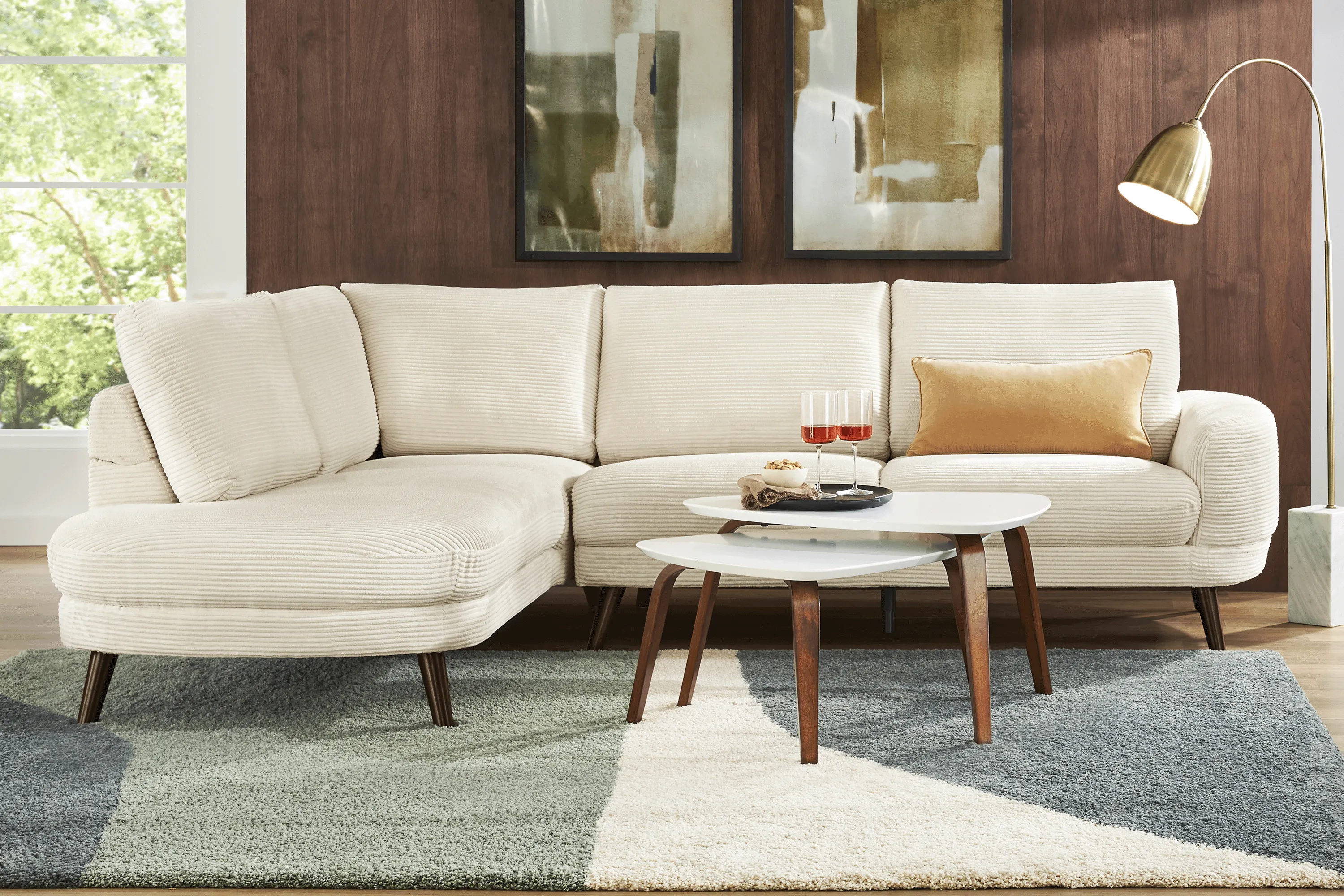 Penn Station Cream 4 Pc Sectional Living Room - Thumbnail - Image 1