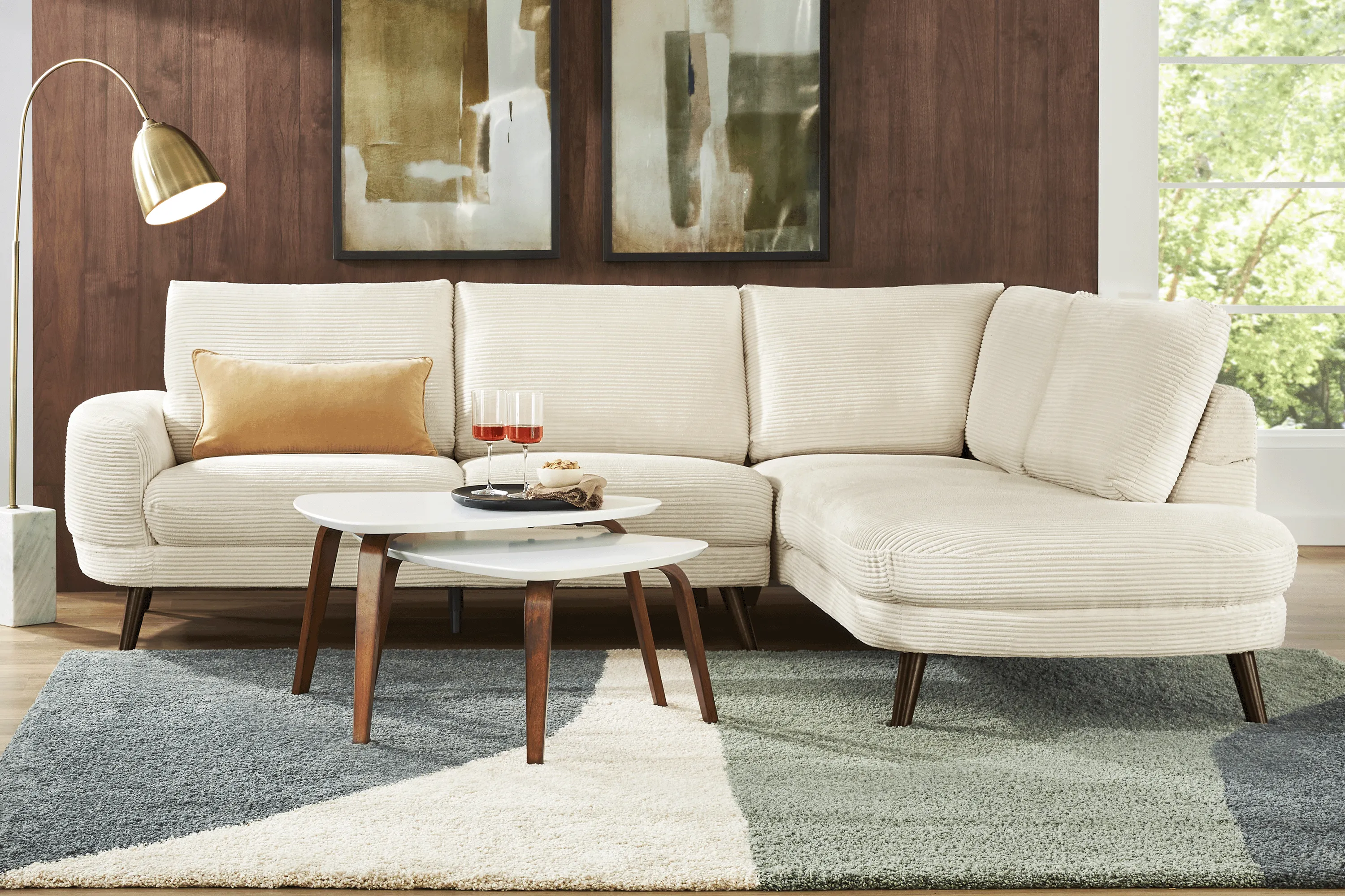 Penn Station Cream 4 Pc Sectional Living Room - Thumbnail - Image 1