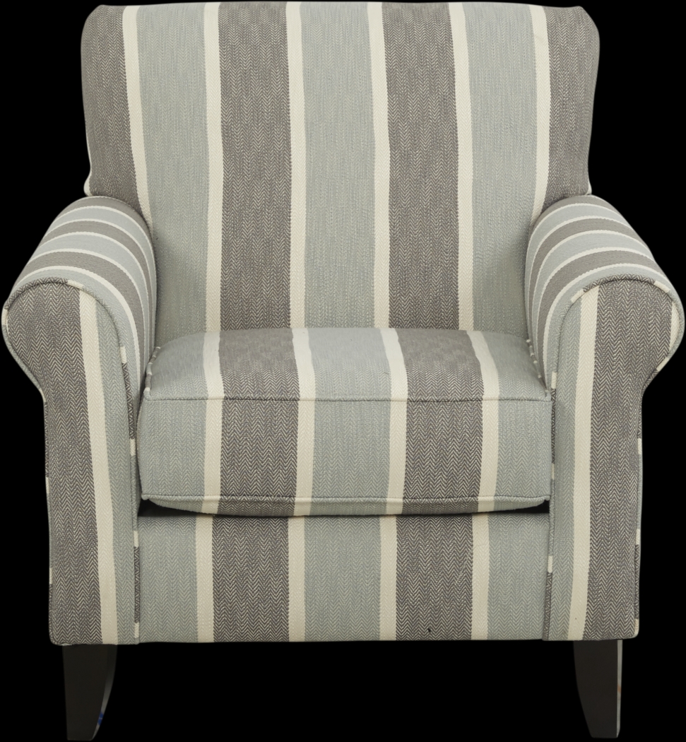 Pennington Blue Striped Accent Chair - Thumbnail - Image 2