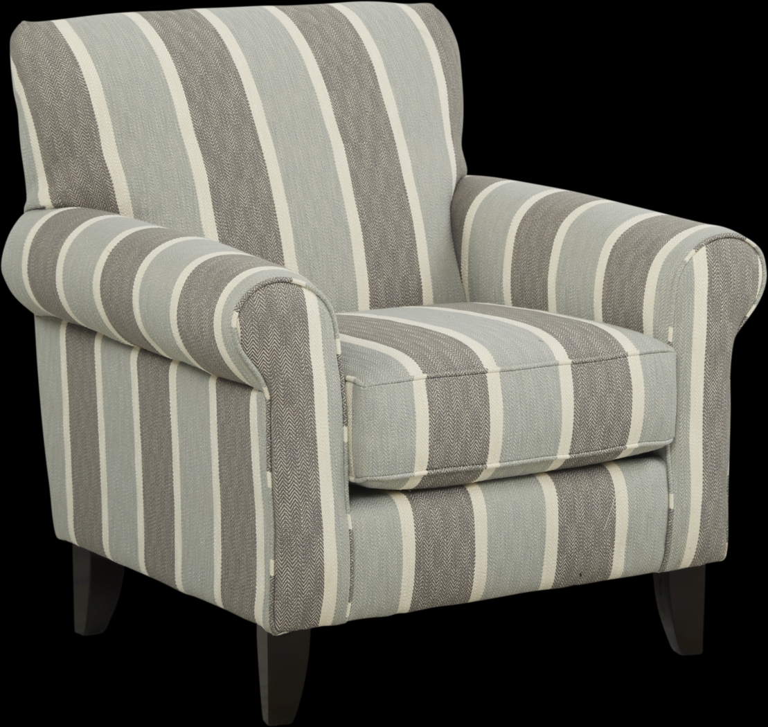 Pennington Blue Striped Accent Chair - Thumbnail - Image 1