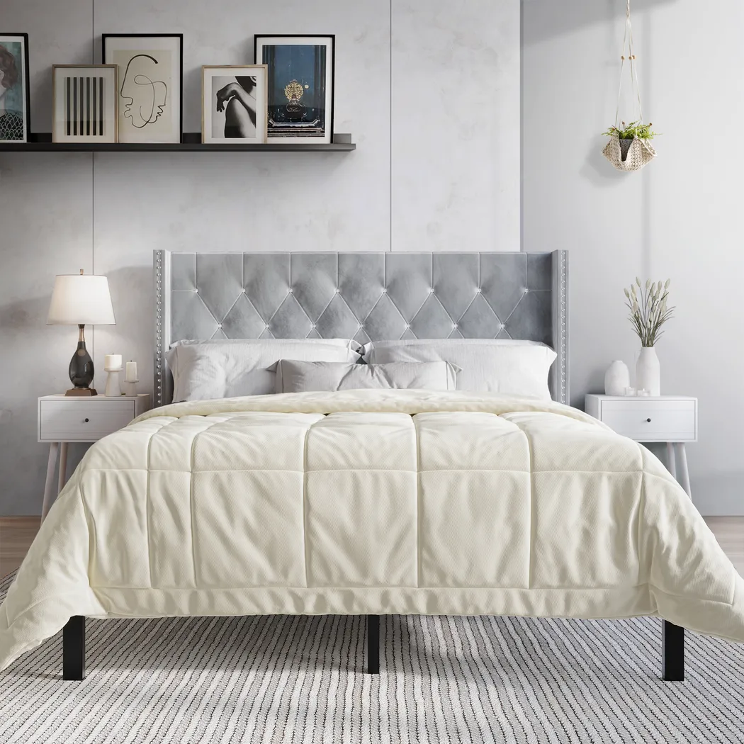 Penroselane Light Gray Queen Bed with 2 Nightstands - Thumbnail - Image 2