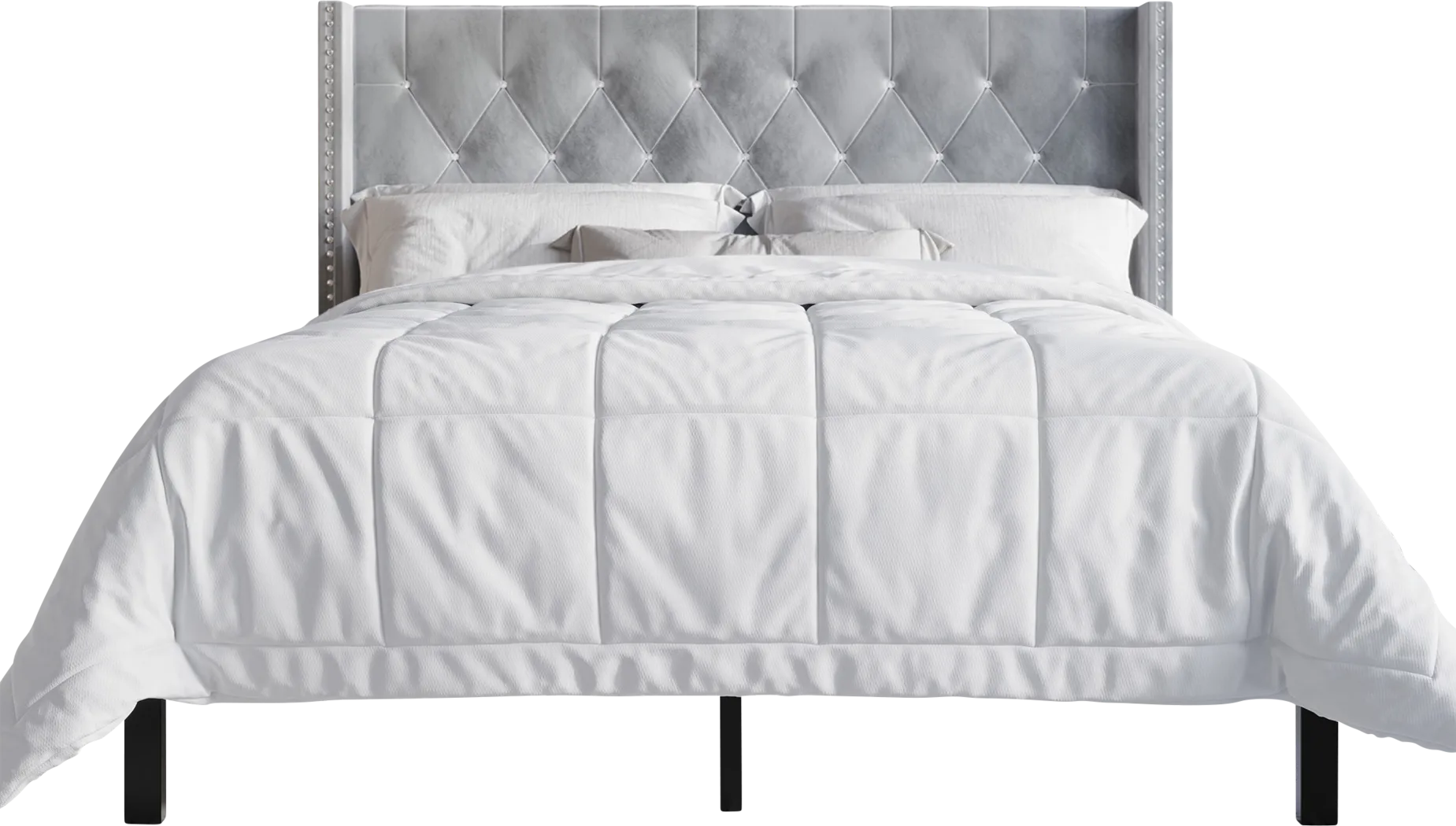 Penroselane Light Gray Queen Bed with 2 Nightstands - Thumbnail - Image 6