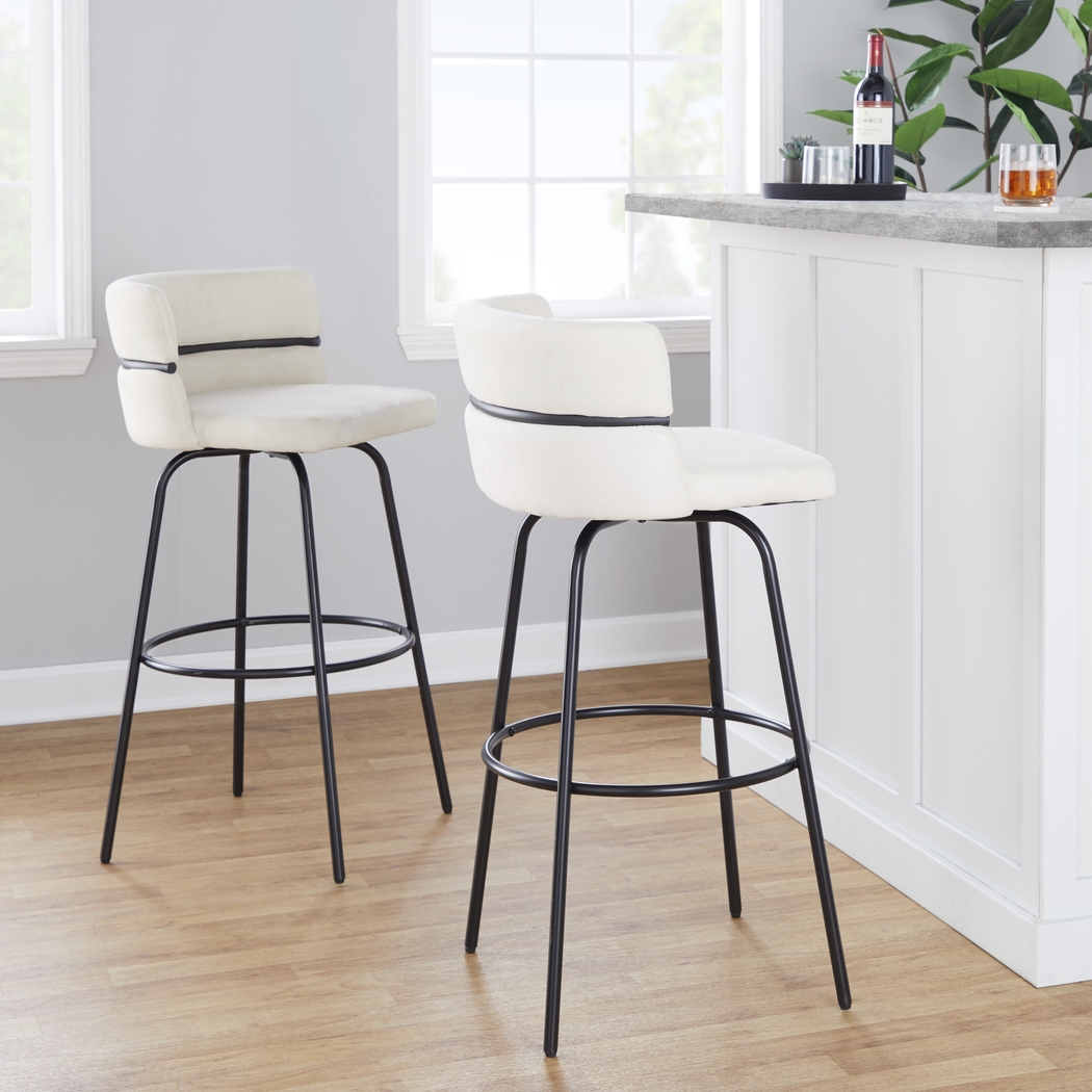 Percivale I Cream Swivel Barstool, Set of 2 - Thumbnail - Image 2