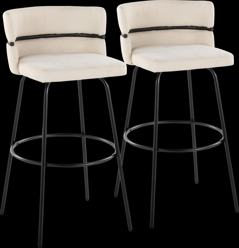 Percivale I Cream Swivel Barstool, Set of 2 - Thumbnail - Image 1