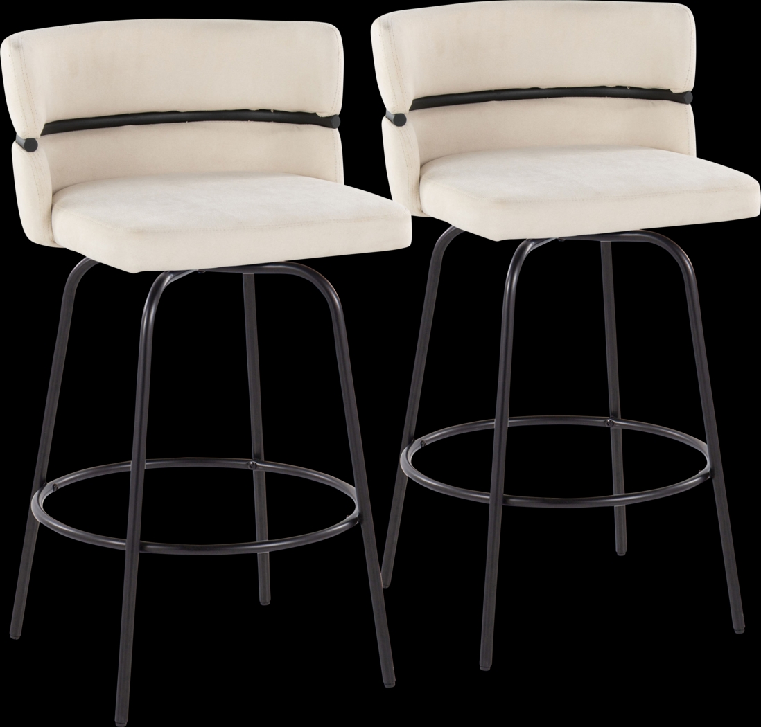 Percivale I Cream Swivel Counter Height Stool, Set of 2 - Thumbnail - Image 1