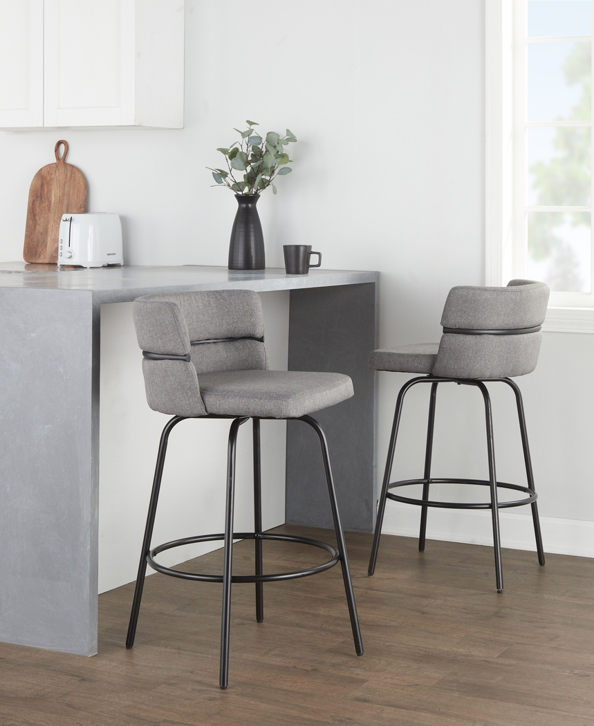 Percivale I Gray Swivel Counter Height Stool, Set of 2 - Thumbnail - Image 3