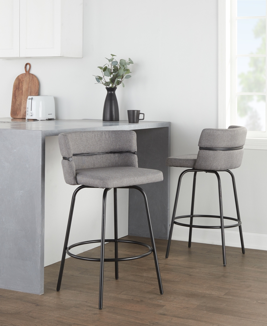 Percivale I Gray Swivel Counter Height Stool, Set of 2 - Thumbnail - Image 4