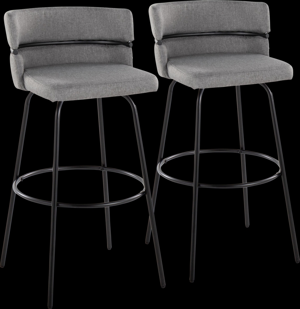 Percivale I Light Gray Swivel Barstool, Set of 2 - Thumbnail - Image 1