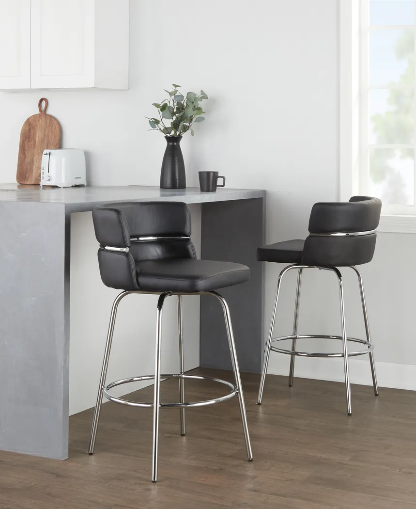 Percivale II Black Swivel Counter Height Stool, Set of 2 - Thumbnail - Image 3