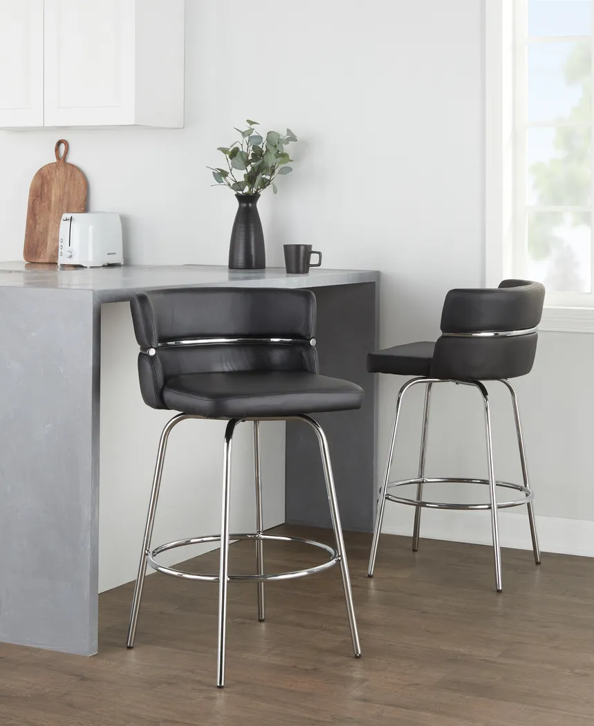 Percivale II Black Swivel Counter Height Stool, Set of 2 - Thumbnail - Image 5