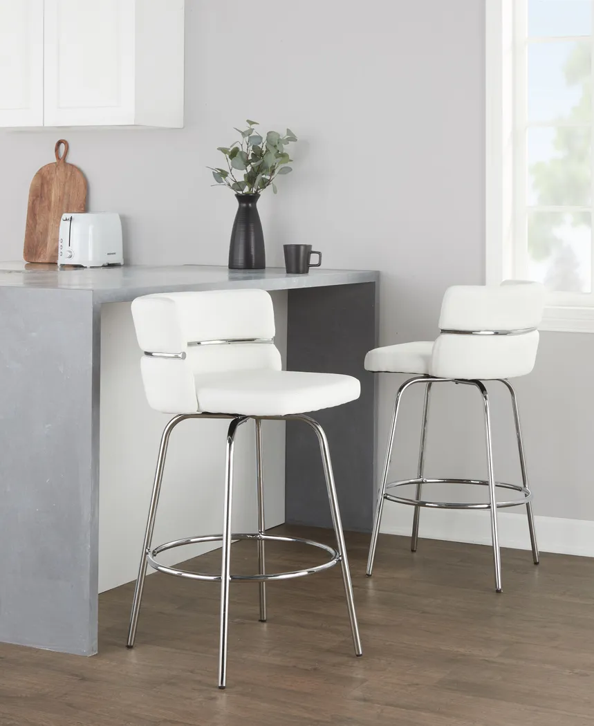 Percivale II White Swivel Counter Height Stool, Set of 2 - Thumbnail - Image 3