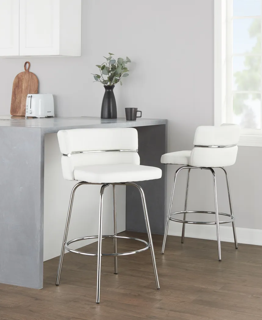 Percivale II White Swivel Counter Height Stool, Set of 2 - Thumbnail - Image 5