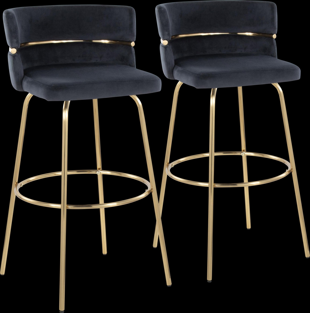 Percivale III Black Swivel Barstool, Set of 2 - Thumbnail - Image 1