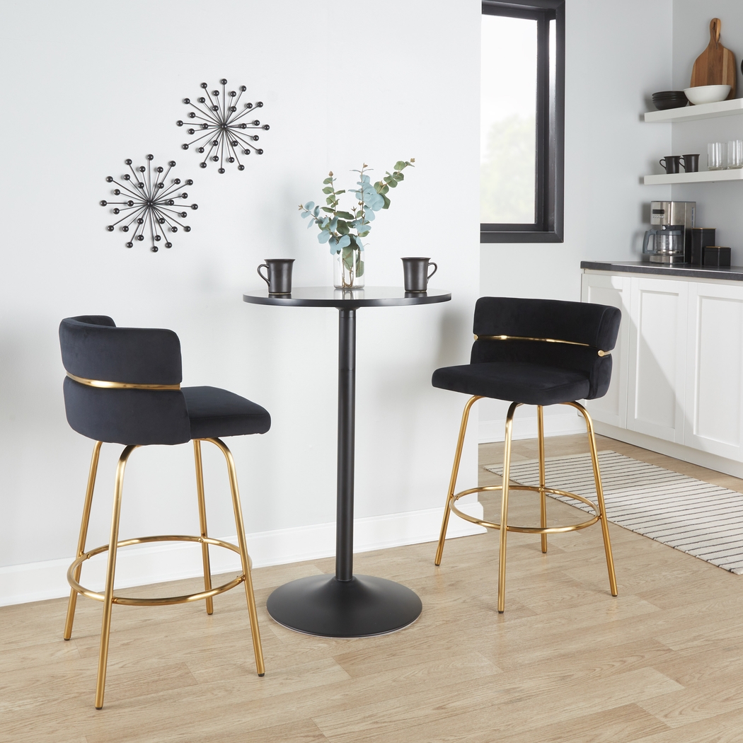 Percivale III Black Swivel Counter Height Stool, Set of 2 - Thumbnail - Image 2