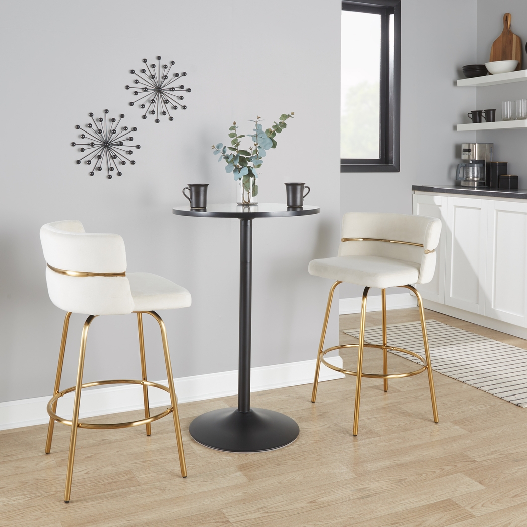 Percivale III Cream Swivel Counter Height Stool, Set of 2 - Thumbnail - Image 2