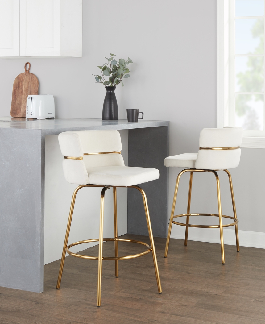 Percivale III Cream Swivel Counter Height Stool, Set of 2 - Thumbnail - Image 3