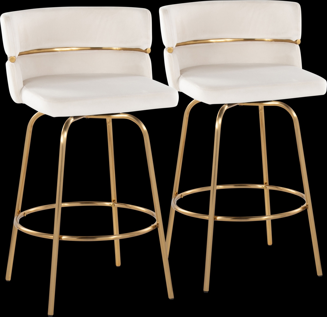 Percivale III Cream Swivel Counter Height Stool, Set of 2 - Thumbnail - Image 1