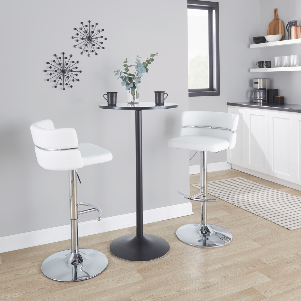 Percivale IV White Adjustable Barstool, Set of 2 - Thumbnail - Image 3