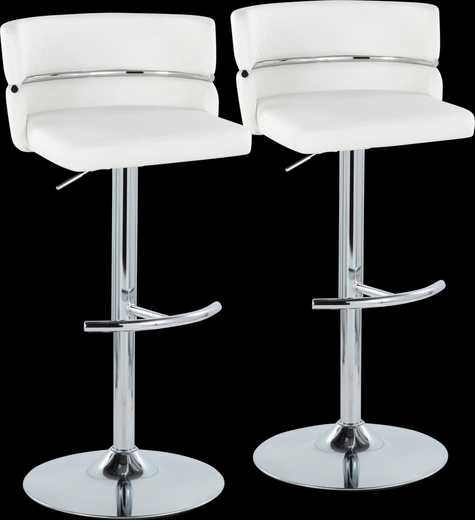 Percivale IV White Adjustable Barstool, Set of 2 - Thumbnail - Image 1