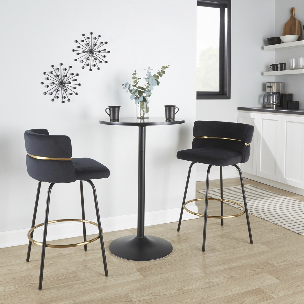 Percivale V Black Swivel Barstool, Set of 2 - Thumbnail - Image 4