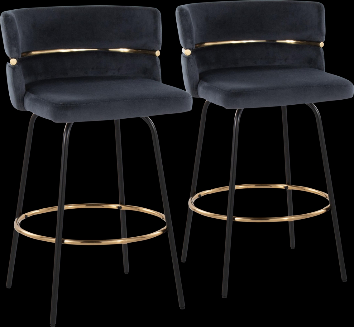 Percivale V Black Swivel Barstool, Set of 2 - Thumbnail - Image 1