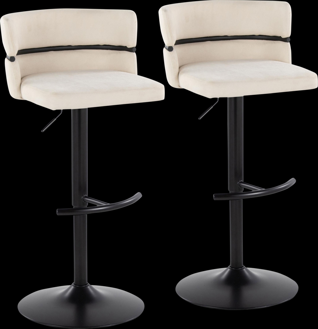 Percivale V Cream Adjustable Barstool, Set of 2 - Thumbnail - Image 1