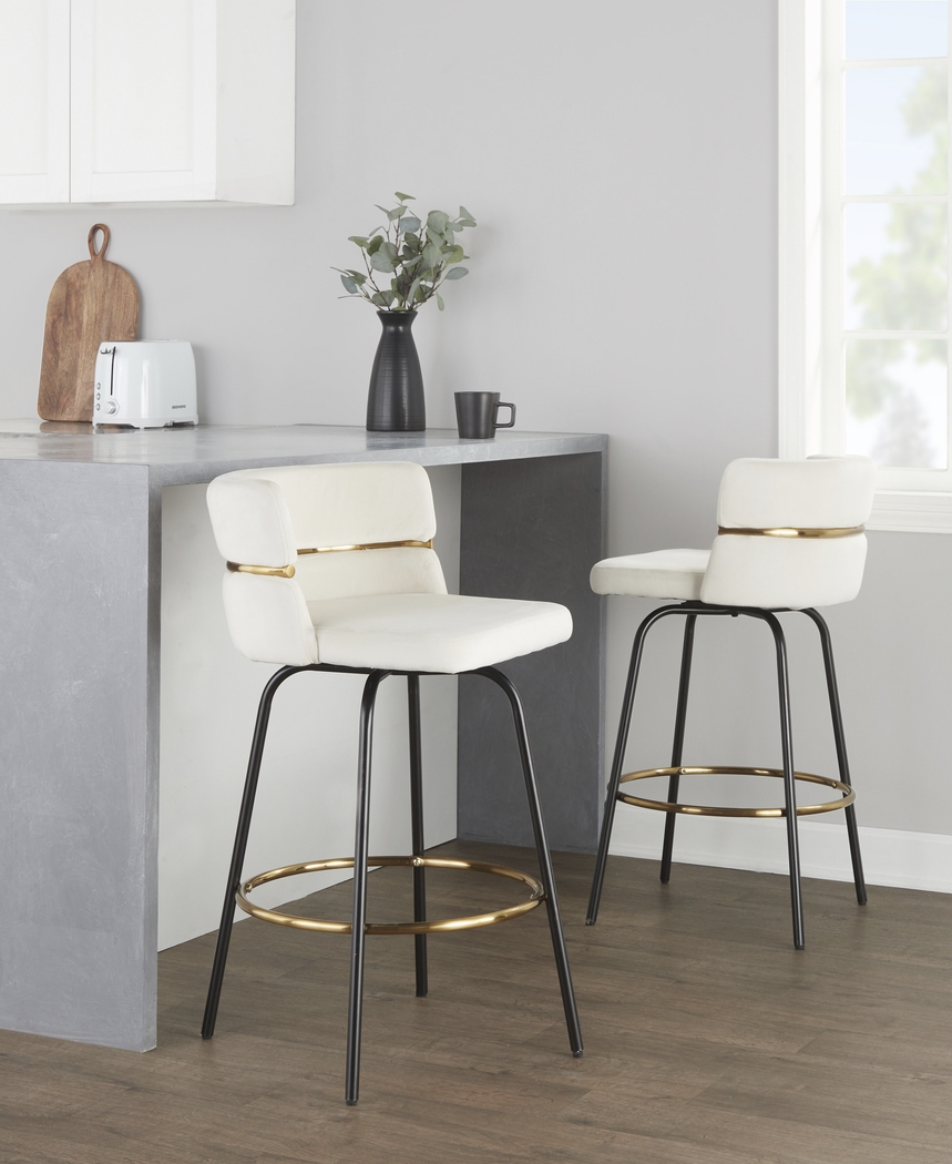 Percivale V Cream Swivel Barstool, Set of 2 - Thumbnail - Image 2