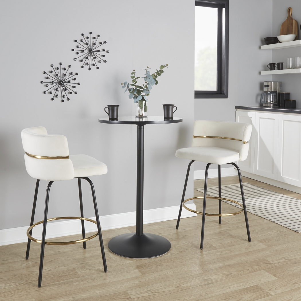 Percivale V Cream Swivel Barstool, Set of 2 - Thumbnail - Image 5