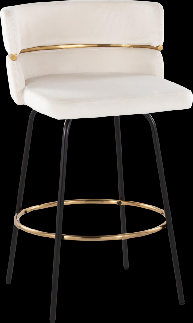 Percivale V Cream Swivel Barstool, Set of 2 - Thumbnail - Image 7