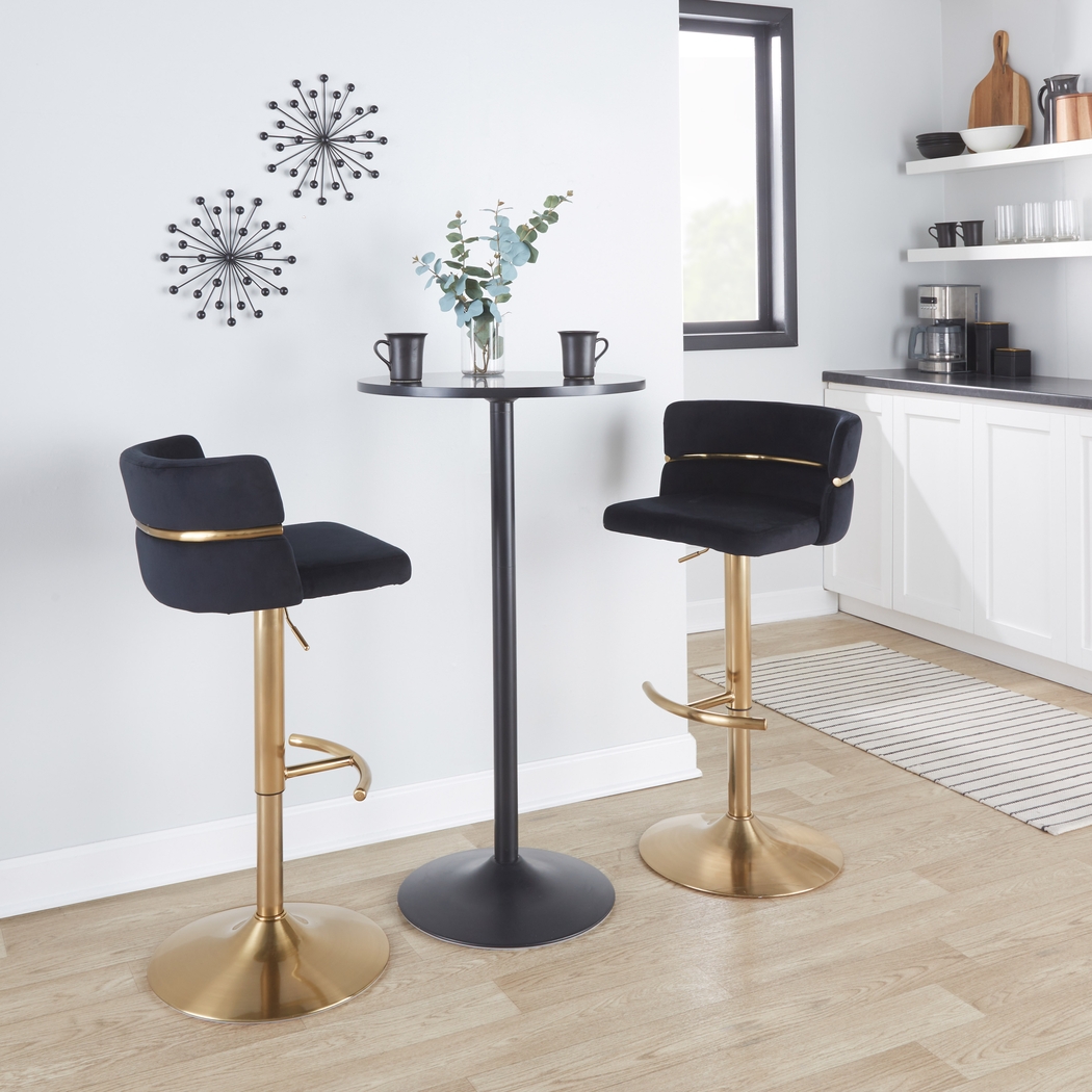 Percivale VI Black Adjustable Barstool, Set of 2 - Thumbnail - Image 3