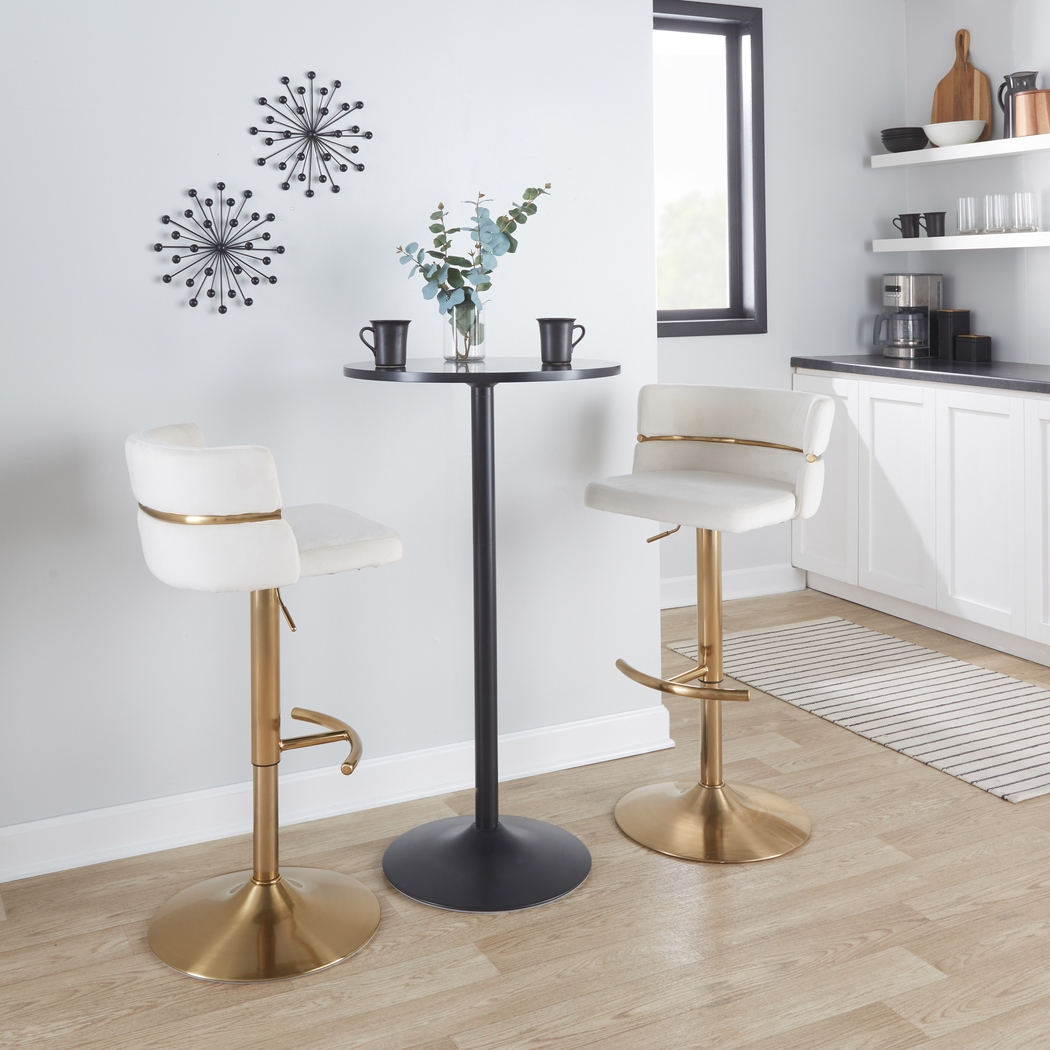 Percivale VI Cream Adjustable Barstool, Set of 2 - Thumbnail - Image 3