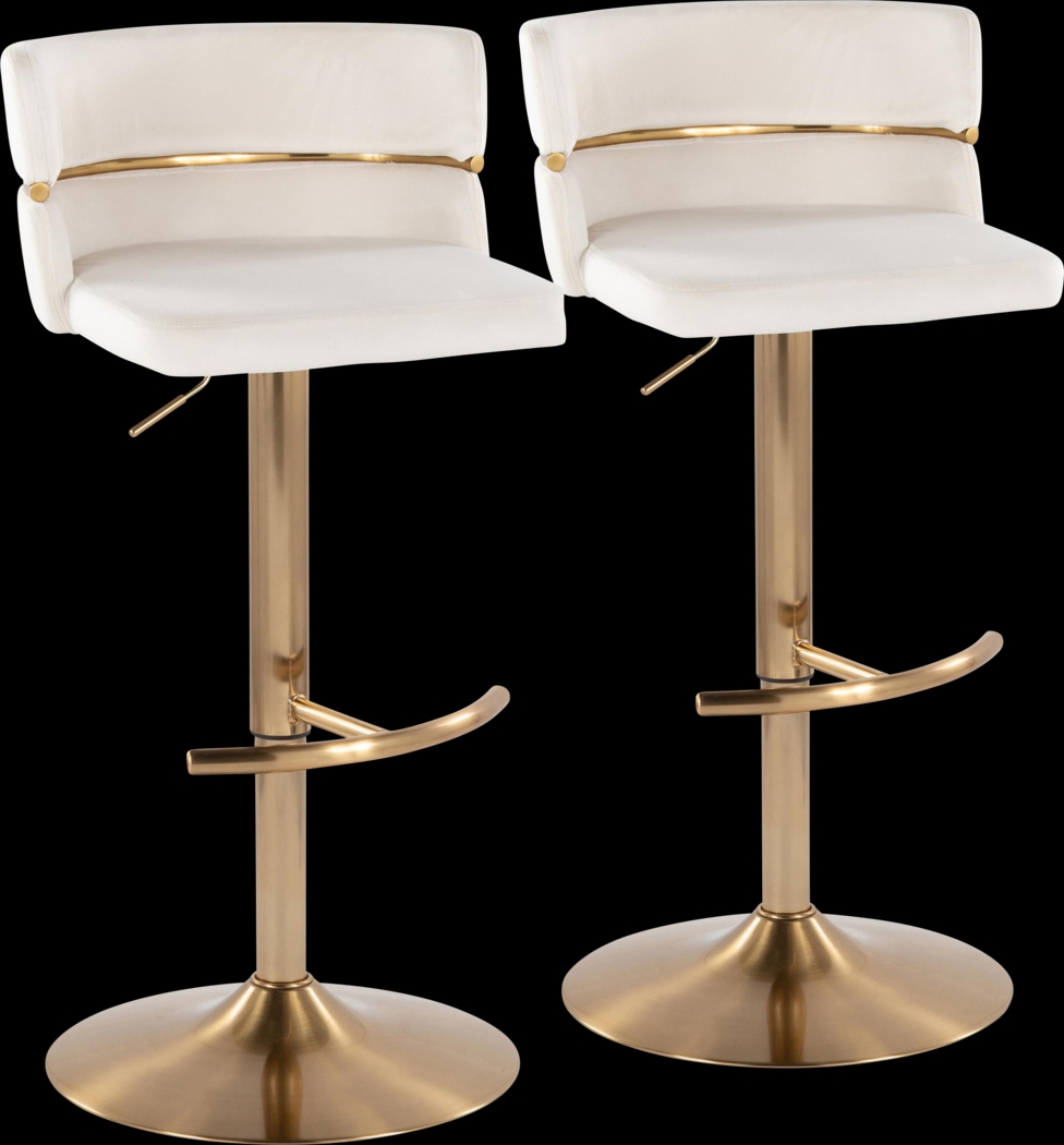 Percivale VI Cream Adjustable Barstool, Set of 2 - Thumbnail - Image 1